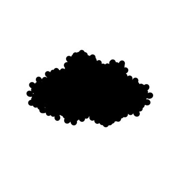 Abstract black cloud silhouette, a dark organic shape with textured edges, isolated graphic element for design projects, modern minimalist visual asset.