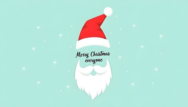 Festive christmas illustration santa's hat and beard with 'merry christmas' message