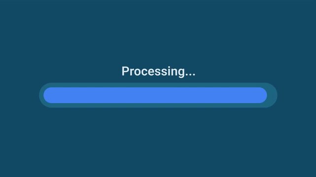 Animated motion graphics showing a blue progress bar processing over a transparent alpha channel background. Represents a system computational phase, software task execution, or data loading stage.
