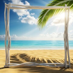 Obraz premium Tropical beach view from inside a room.