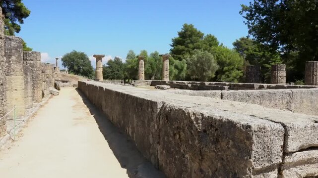 temple of hera at ancient Olympia archaeological site in Greece