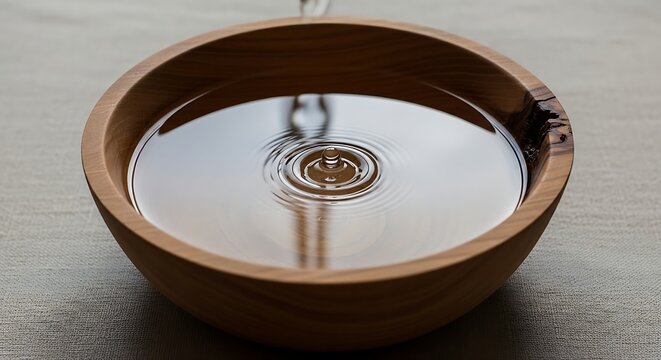 Water flowing into copper bowl sink.