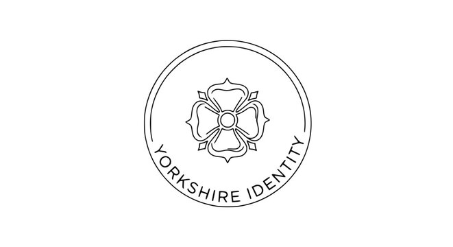 Yorkshire Identity Logo: Stylized Rose Emblem in Circle, Minimalist Design