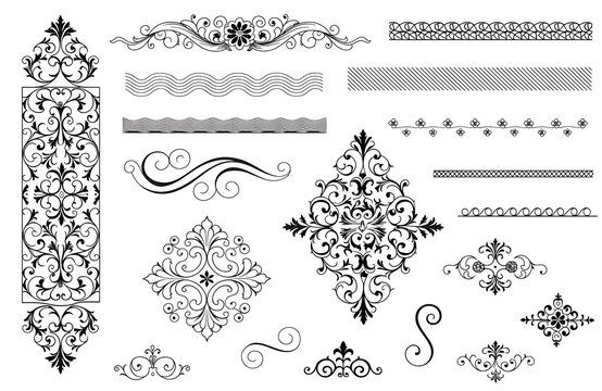Elegant vintage ornate border and decorative elements collection