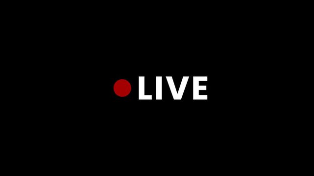 Animation of live button on transparent background with alpha channel. simple live streaming icon animation. live button Animation. live streaming and broadcast icon with alpha channel.