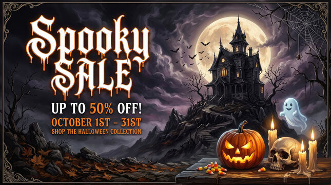 Spooky halloween sale save up to 50 on halloween decorations costumes party supplies october promotion