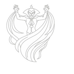 Obraz premium Vampire character outline with flowing cape