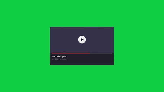 2D motion graphics animation of a digital video media player UI with play button and progress bar.