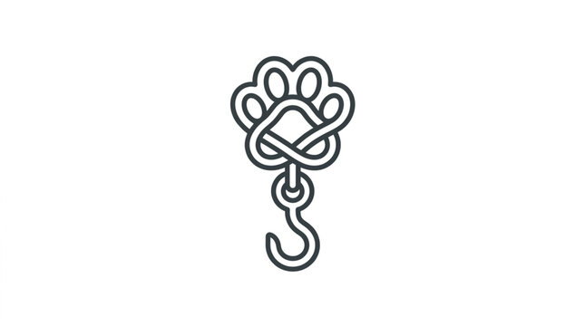 Minimalist paw print and hook icon design.