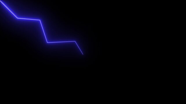 Abstract futuristic neon blue Glowing red downward graph with arrow indicating decline, loss, and negative trends on a dark, abstract background, perfect for conveying risk, crisis animation. 4k