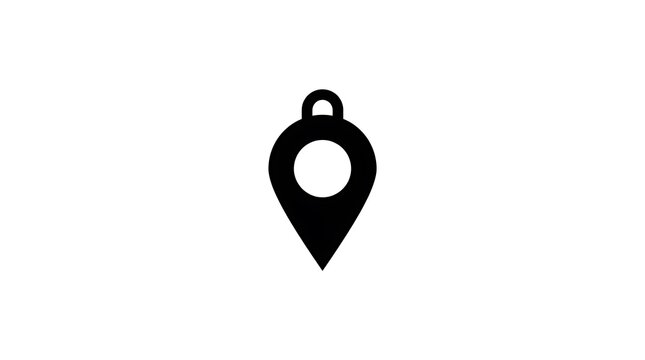Black map pin icon with a hole in the center