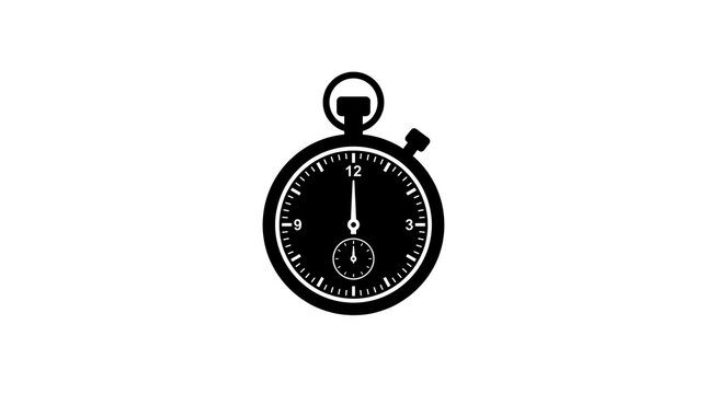 Black and white icon of a stopwatch