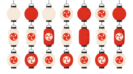 Obraz premium Traditional red and white Japanese paper lanterns pattern.