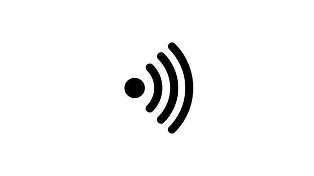 Wireless signal icon animation with transparent background. Network connection indicator overlay for video editing, technology interfaces, presentations, and motion graphics