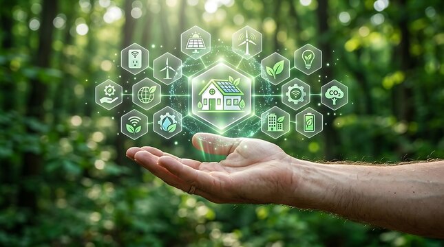 Digital Green Home Technology Concept with Clean Energy Solutions and Smart Sustainable Infrastructure for Modern Communities