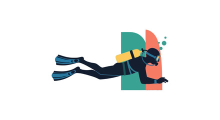 Scuba diver swimming underwater with gear © will