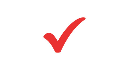 Red checkmark silhouette against a white background simple graphic design © Ramkrisna