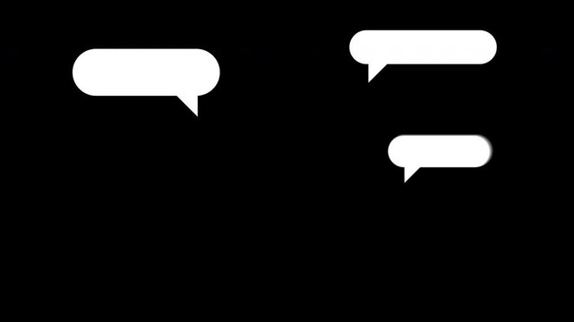 Animated speech bubble collection with transparent background. Chat message overlay set for video editing, messaging interfaces, presentations, and motion graphics
