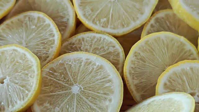 Cutting fresh lemons into slices.