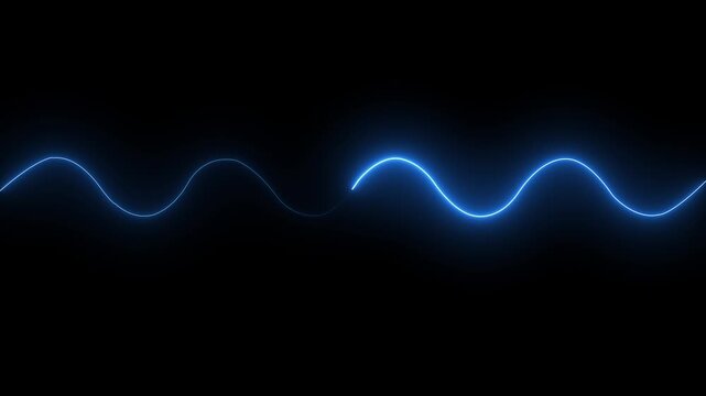 Glowing Blue Neon Wave Line on Black Background abstract bright