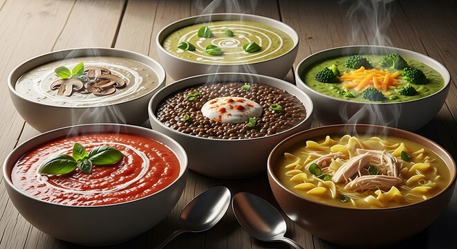 Close up of colorful vegetarian meal dishes on table.