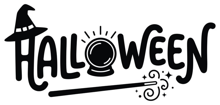 Halloween text with magic wand art