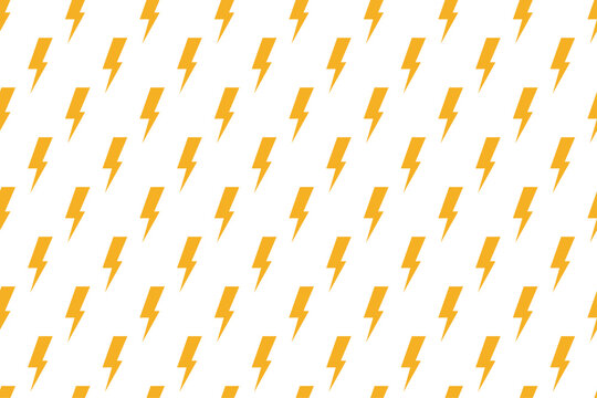 Seamless yellow lightning bolt pattern on white background