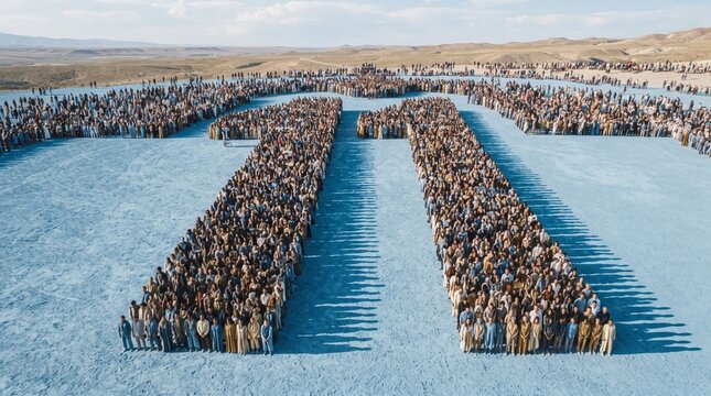 People align with radiant symmetry and presence; surreal ceremony of unity and coordination, duality of fragility and resilience, abstract echoes of heritage, awareness, and identity.