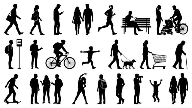 Human silhouettes for AutoCAD buildings architecture vector collection scale figures