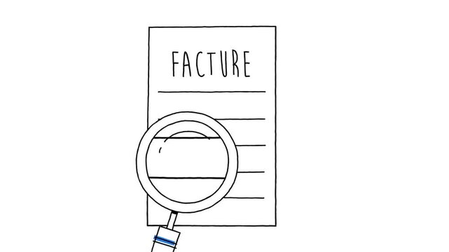 Document Verification and Fact Checking with Magnifying Glass Line Art Animation