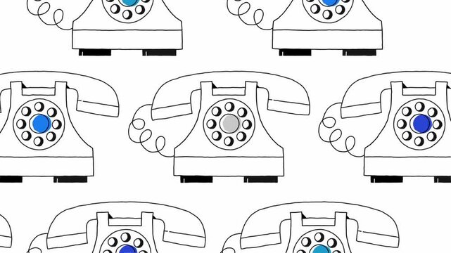 Vintage Telephone Communication Pattern Seamless Background Line Animation