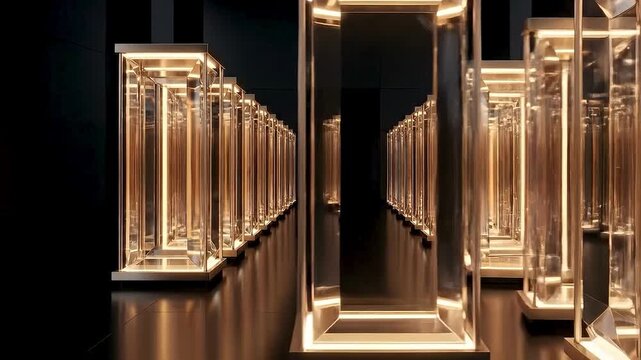 Symmetrical Rows of Translucent 3D Glass Prism Modules