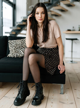 Stylish Young Woman at Home AI Generative