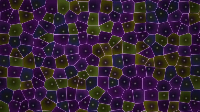 Abstract geometric 4K background featuring a complex Voronoi tessellation with crystal structure, refractive prismatic light effect, and digital rendering.