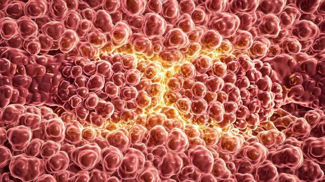 Microscopic skin tissue healing and cellular matrix repair loop
