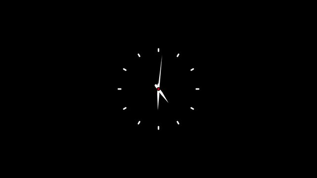 Minimalist analog clock ticking loop animation for time management and deadline ...
