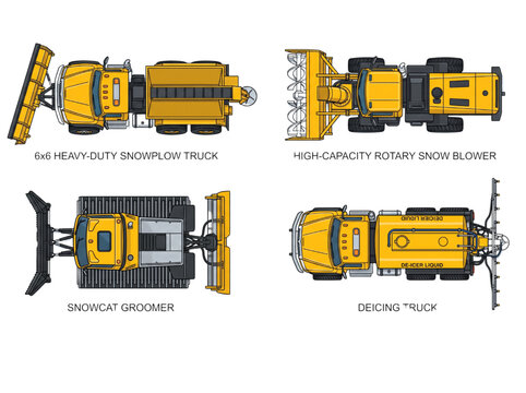 Electric Bus Collection Vector Set Top View and Side View &ndash; Modern EV City Transit, Zero Emission Public Transport Line Art Isolated on White Background