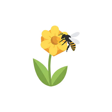 Nature Learning Workshop Vector Illustration of Bee on Yellow Flower