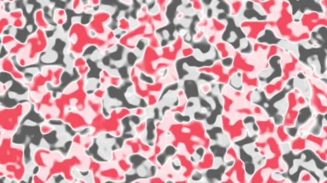 Red and pink abstract camouflage motion graphic video, Abstract turbulent whitling fluid camouflage pattern featuring vibrant red, orange, and purple hues, 4k video
