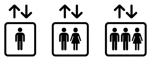 elevator lift exit icon set vector © graphenitix