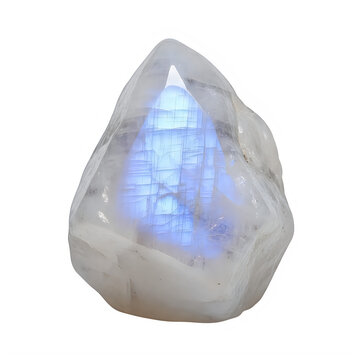 Polished moonstone gemstone specimen on transparent background with captured against transparent