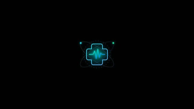 Animated Medical Cross Heartbeat Seamless Loop Animation