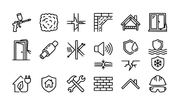Polyurethane foam properties and applications line icon set vector