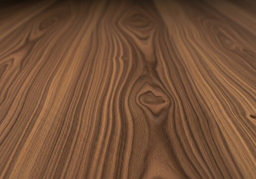Close-up of Rich Walnut Wood Grain Texture Background.