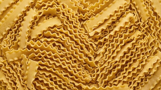 Close Up Texture of Yellow Ruffled Pasta Surface.
