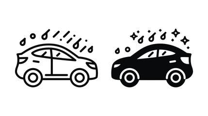 Fototapeta premium Car vector icon set featuring wash and cleaning service