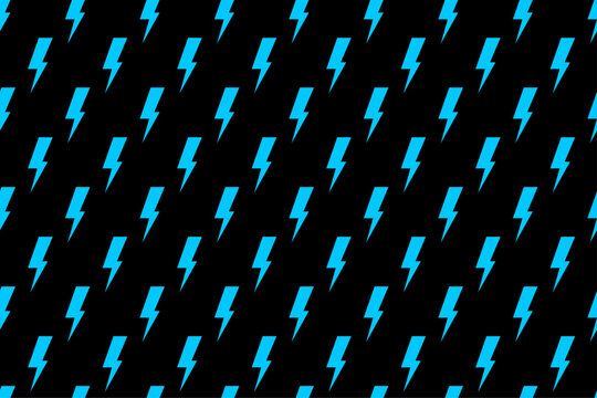 Seamless electric blue lightning bolt pattern on black background
