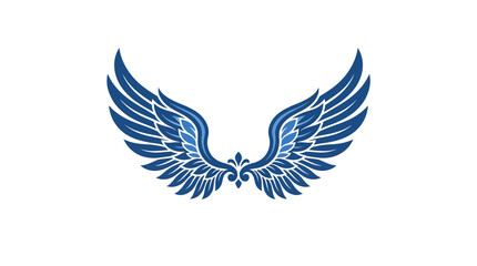 Obraz premium Happy Holloween day 2026 Heraldic blue wings vector illustration, majestic eagle wing emblem with fleur-de-lis detail, elegant feathered angel wings for logo design isolated on White Background