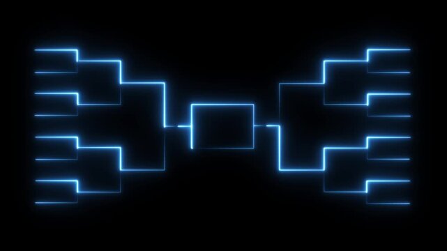Neon blue tournament bracket motion digital competition chart overlay championship sports