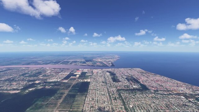 Side aerial shot of Georgetown City. Guyana